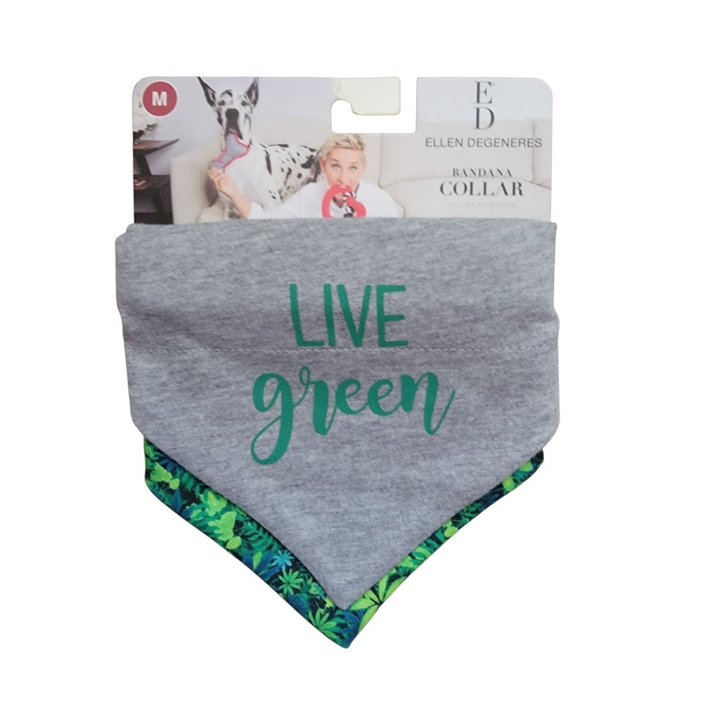 NWT New Dog Bandana Collar Set of 2 Ellen Degeneres Live Green M Medium
